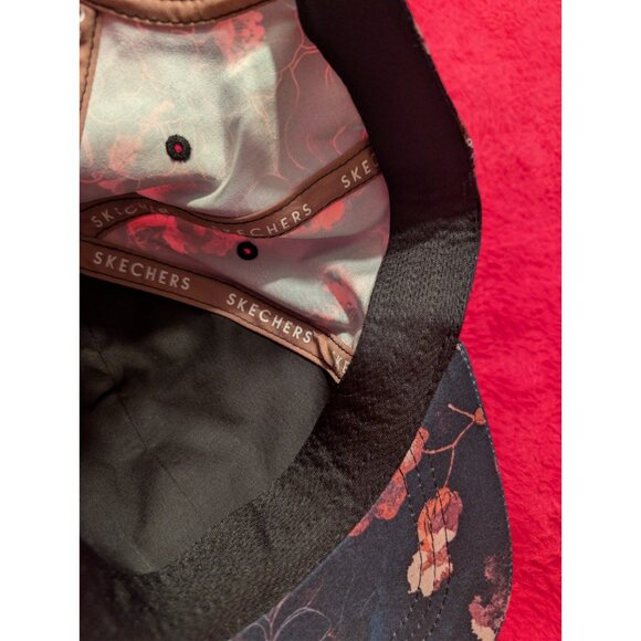 Skechers Floral Baseball Cap Hat Black Red Mauve Adjustable Performance Women's - Picture 7 of 8